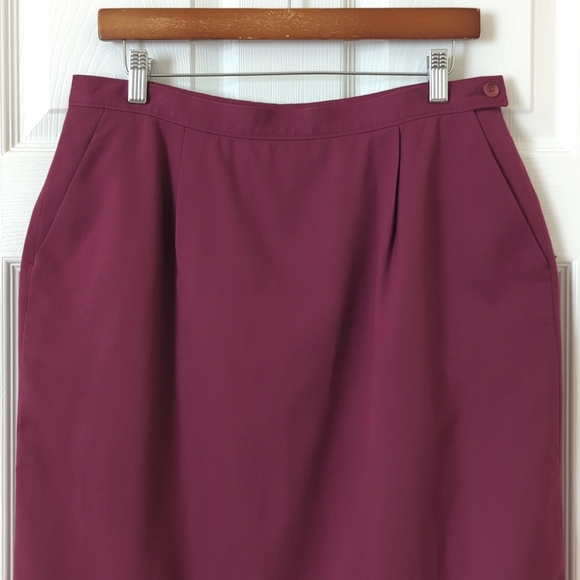 Pendleton 80's Vintage 100% Wool High Waisted Straight Cut Midi Skirt Purple 14 - Picture 2 of 12